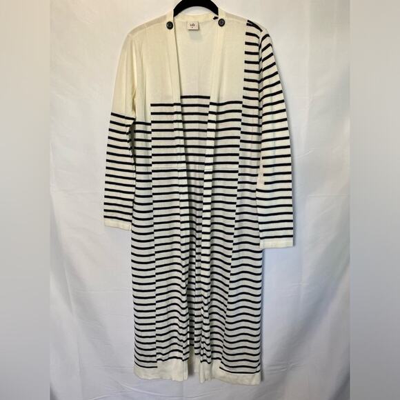 CAbi Women's Victory Patchwork Stripe Open Front Duster Cardigan Sweater Medium - Picture 1 of 9